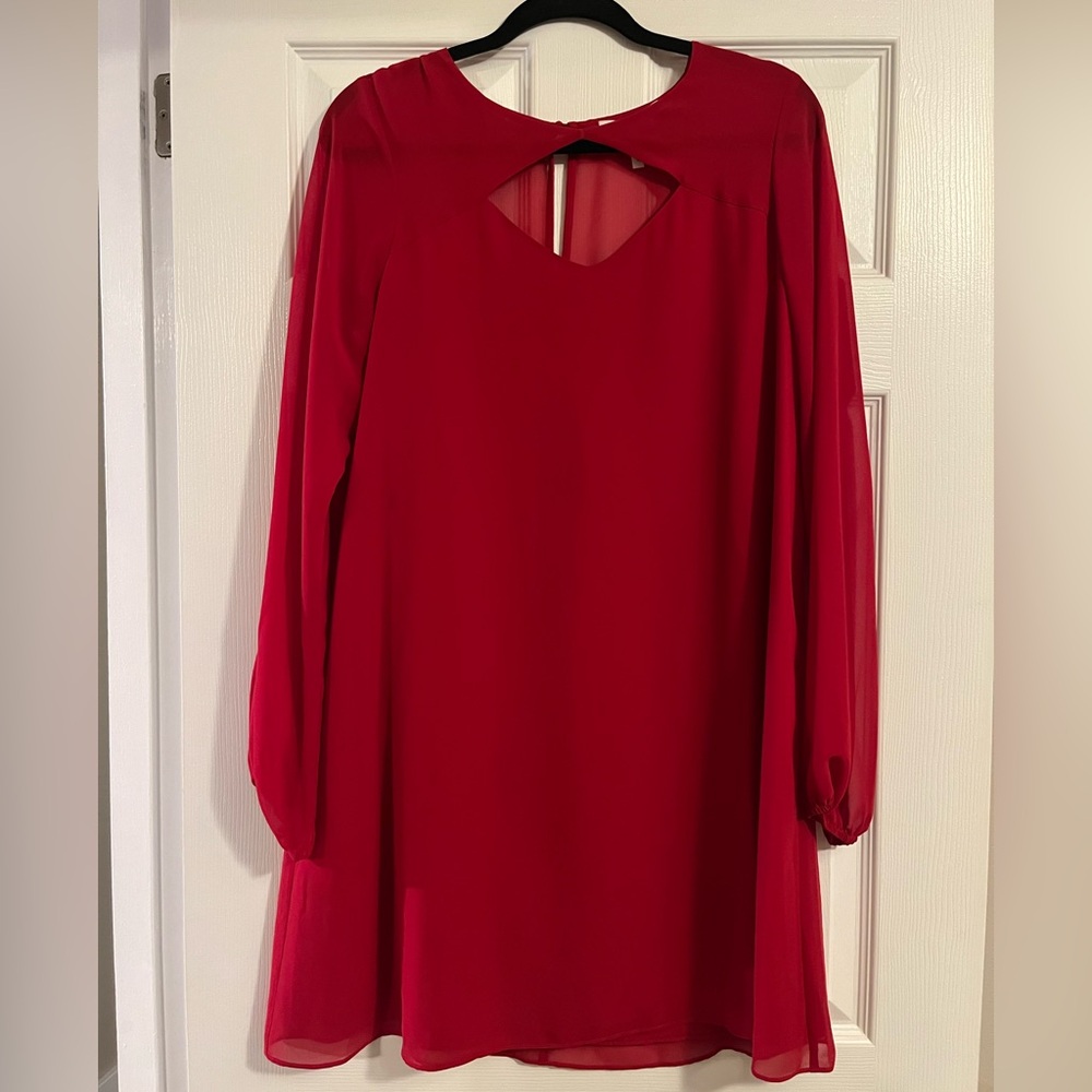 BCBGeneration Vibrant Red Long Sleeve Dress